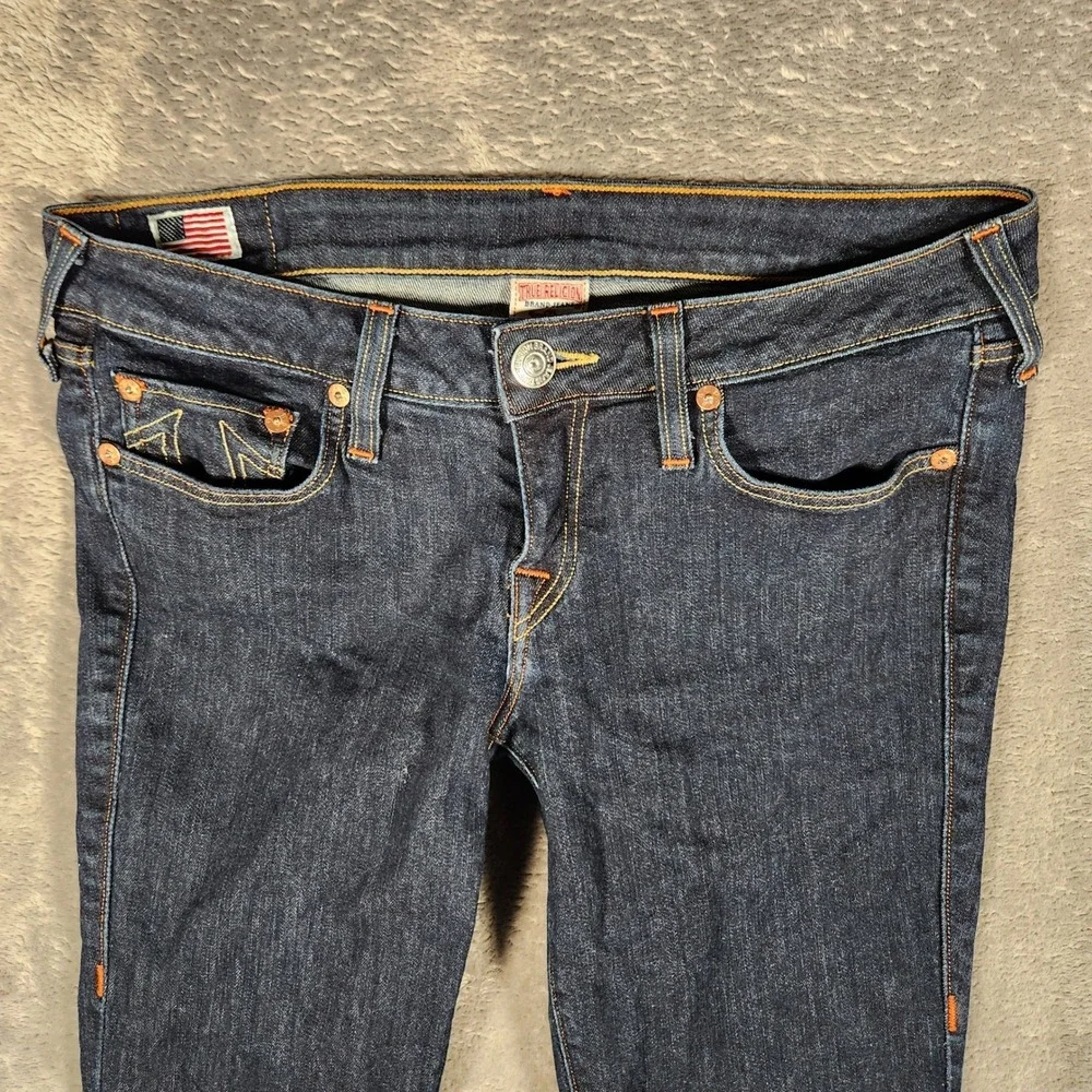 True Religion Brand Jeans Mens 29 Dark Blue Excellent Slim Straight Made in USA